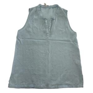 L'AGENCE Tank‎ Top Women Size 0 Blue Silk Studded Sleeveless V-Neck